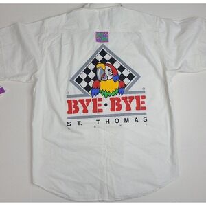 Bye Bye St. Thomas US Virgin Islands Cotton Button Down Shirt Size 4 / XL